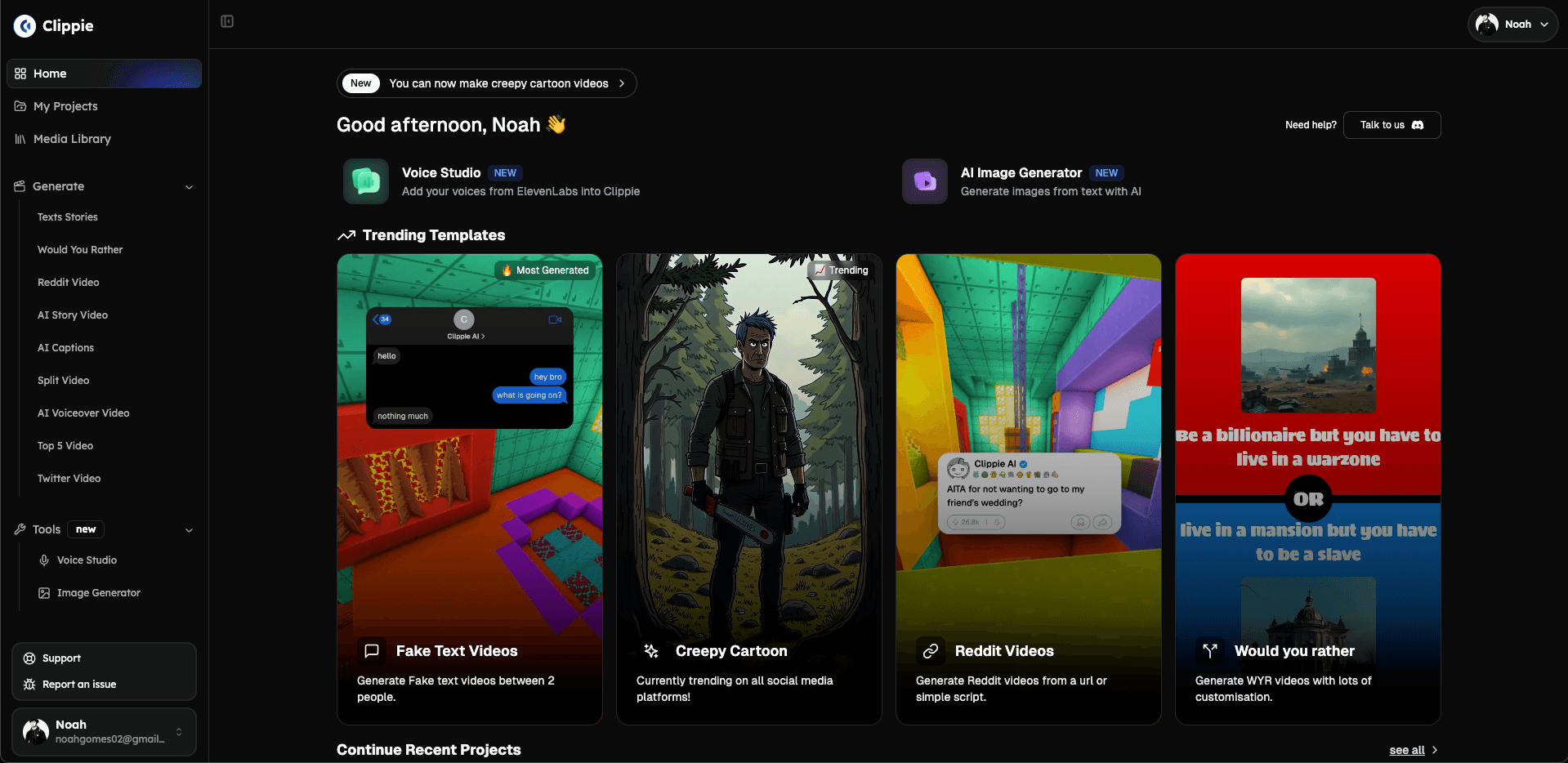 Clippie AI dark mode CTA