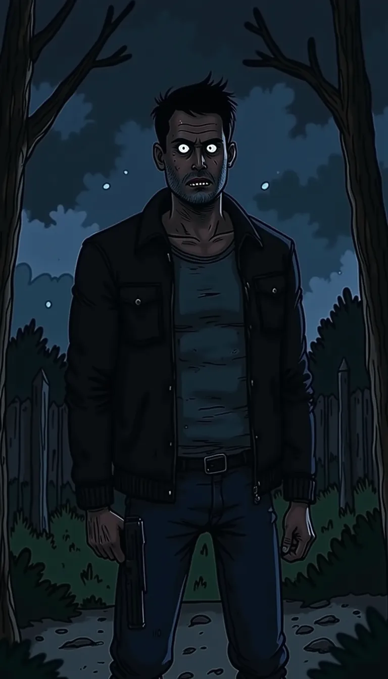 Creepy Cartoon style AI story scene 1