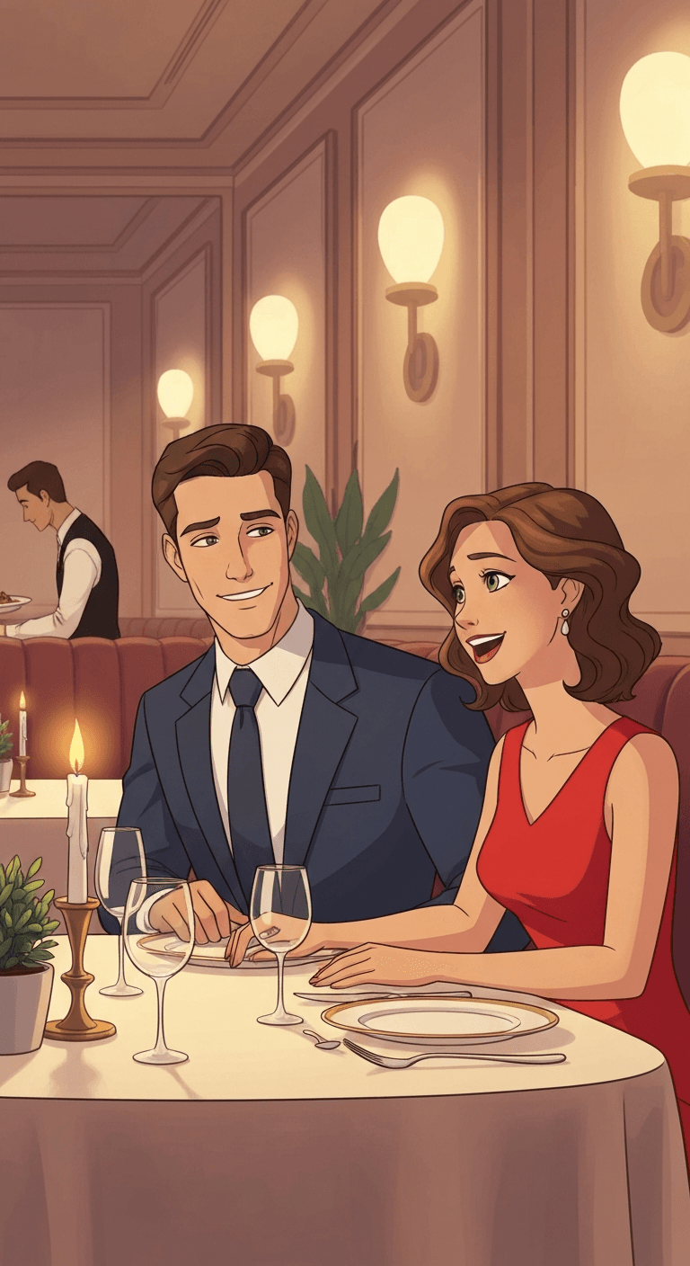 Polished Cartoon style AI story scene 1