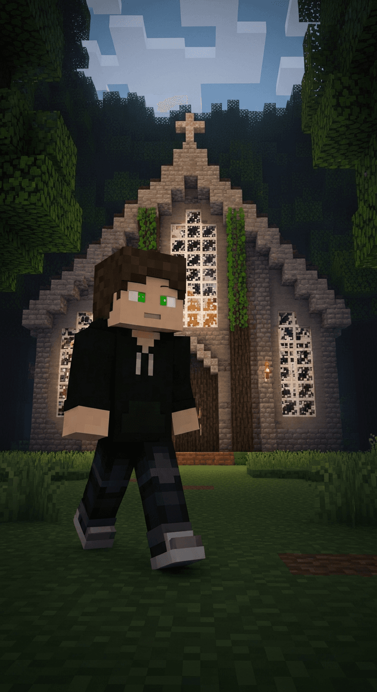 Minecraft Style style AI story scene 1